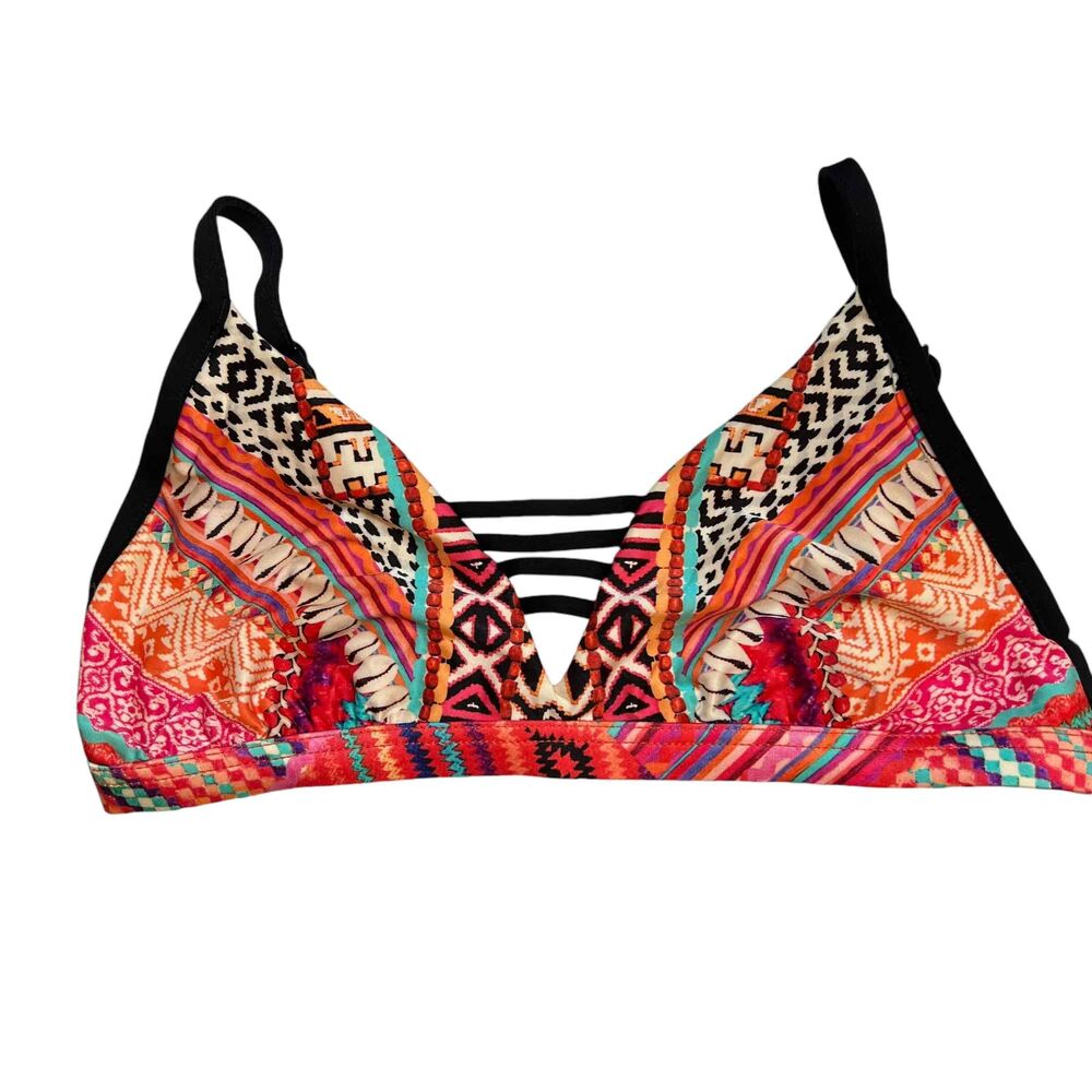 Seafolly Multicolor Print Reversible Strappy Triangle Bikini Top 8 AU 4 US New